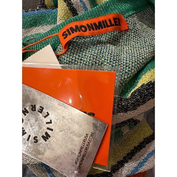 SIMON MILLER Pez Wavy Stripe Metallic Cropped Top Size XXL Stretch - Picture 4 of 8